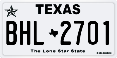 TX license plate BHL2701