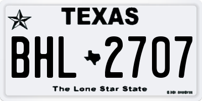 TX license plate BHL2707