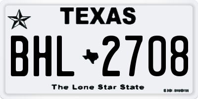 TX license plate BHL2708