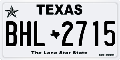 TX license plate BHL2715