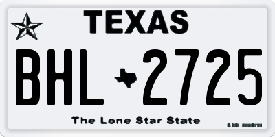 TX license plate BHL2725