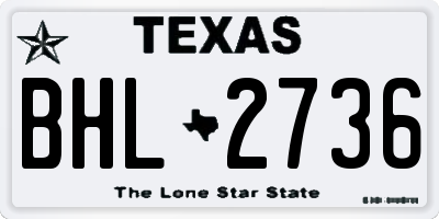 TX license plate BHL2736
