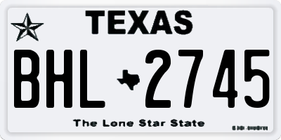 TX license plate BHL2745