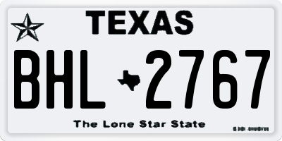 TX license plate BHL2767