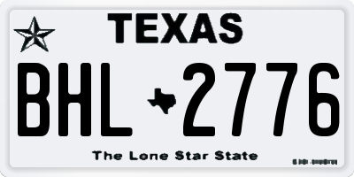 TX license plate BHL2776