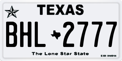TX license plate BHL2777