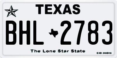TX license plate BHL2783