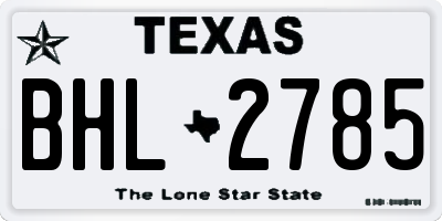 TX license plate BHL2785