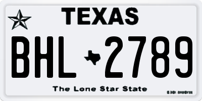 TX license plate BHL2789