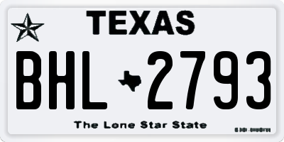 TX license plate BHL2793