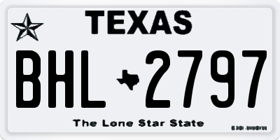 TX license plate BHL2797