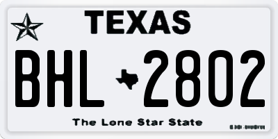 TX license plate BHL2802