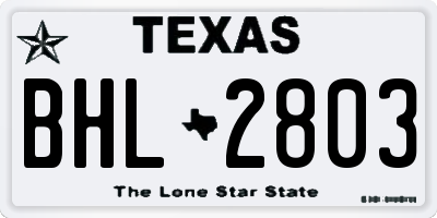 TX license plate BHL2803