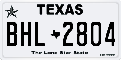 TX license plate BHL2804