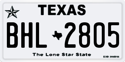 TX license plate BHL2805