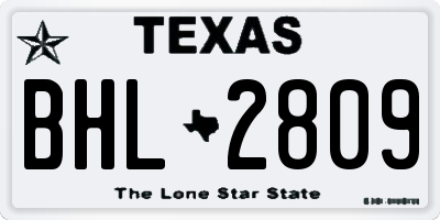 TX license plate BHL2809