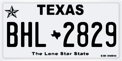 TX license plate BHL2829