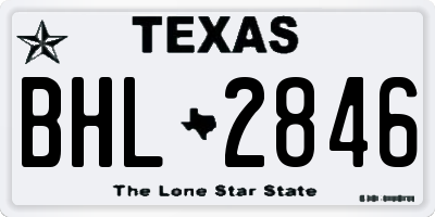 TX license plate BHL2846