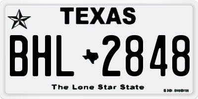 TX license plate BHL2848