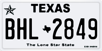 TX license plate BHL2849