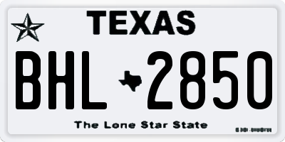 TX license plate BHL2850
