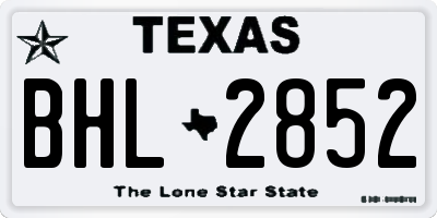 TX license plate BHL2852