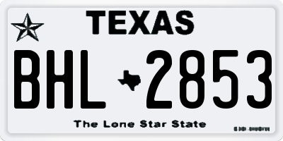 TX license plate BHL2853