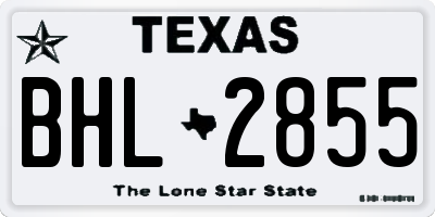 TX license plate BHL2855