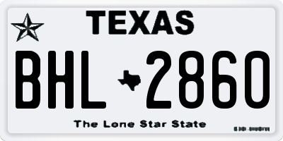 TX license plate BHL2860