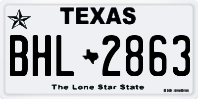TX license plate BHL2863