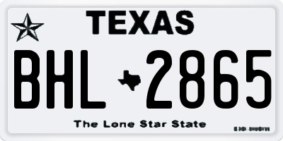 TX license plate BHL2865