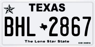 TX license plate BHL2867