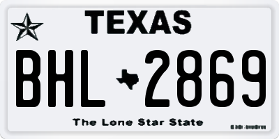 TX license plate BHL2869