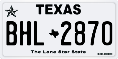 TX license plate BHL2870