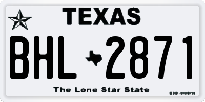 TX license plate BHL2871