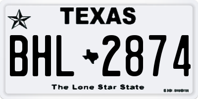TX license plate BHL2874
