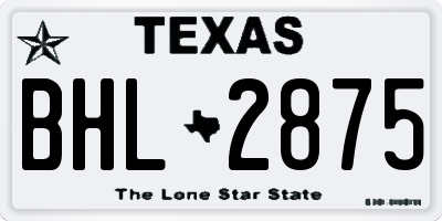 TX license plate BHL2875