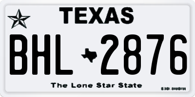 TX license plate BHL2876