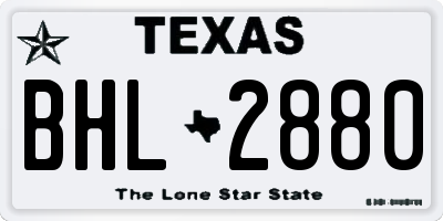 TX license plate BHL2880