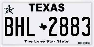 TX license plate BHL2883