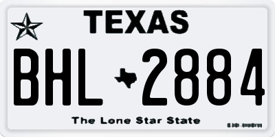 TX license plate BHL2884