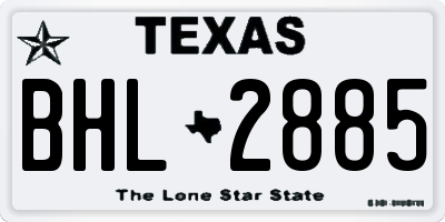 TX license plate BHL2885