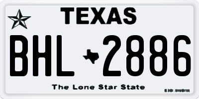 TX license plate BHL2886