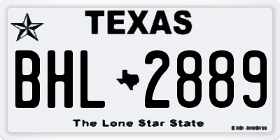 TX license plate BHL2889