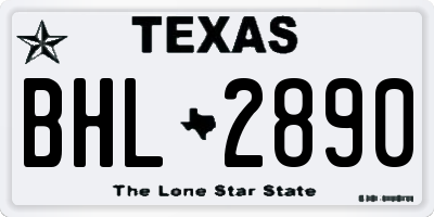 TX license plate BHL2890