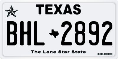 TX license plate BHL2892