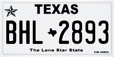 TX license plate BHL2893