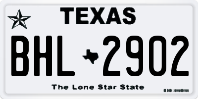 TX license plate BHL2902