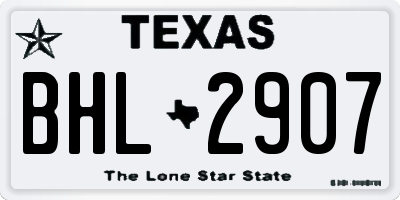TX license plate BHL2907