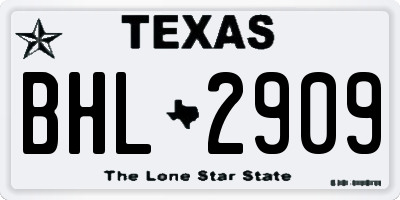 TX license plate BHL2909